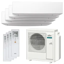 Quadri split FUJITSU Mural KE blanc AOEG30KBTA4 8kW tailles 20 + 25 + 25 + 42 WiFi ASEG07KETF + ASEG09KETF (x2) + ASEG14KETF