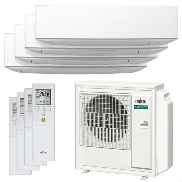 Quadri split FUJITSU Mural KE blanc AOEG30KBTA4 8kW tailles 25 + 25 + 25 + 25 WiFi ASEG09KETF (x4)