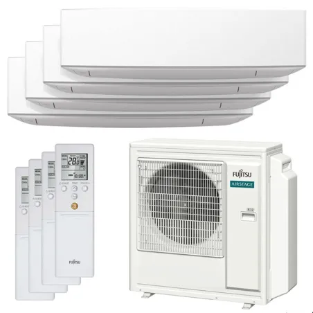 Quadri split FUJITSU Mural KE blanc AOEG30KBTA4 8kW tailles 25 + 25 + 25 + 25 WiFi ASEG09KETF (x4)