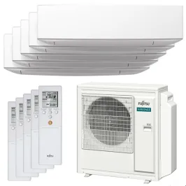 Penta split FUJITSU KETF AOEG36KBTA5 9.5kW tailles 20 + 20 + 25 + 25 + 35 Blanc ASEG07KETF (x2) + ASEG09KETF (x2) + ASEG12KETF