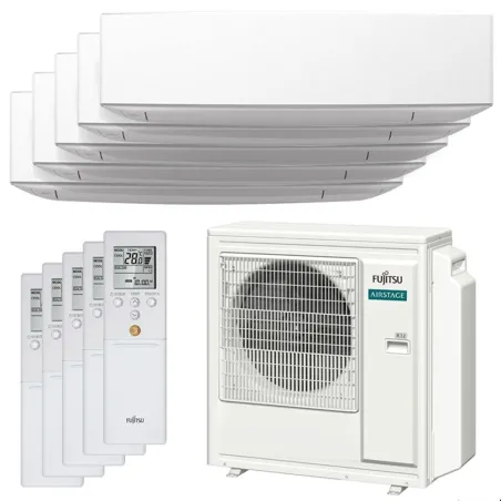 Penta split FUJITSU KETF AOEG36KBTA5 9.5kW tailles 25 + 25 + 25 + 25 + 25 Blanc WiFi ASEG09KETF (x5)