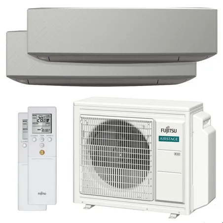 Climatiseur bi split FUJITSU Mural KETF-B AOEG24KBCA3 6.8kW tailles 20 + 42 Design Argent WiFi ASEG07KETF-B + ASEG14KETF-B