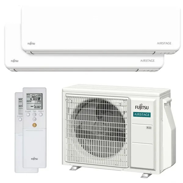 Climatisation bi split FUJITSU Mural KGTG AOEG18KBCA2 5kW tailles 20 + 42 WiFi de série ASEH07KGTG + ASEH14KGTG