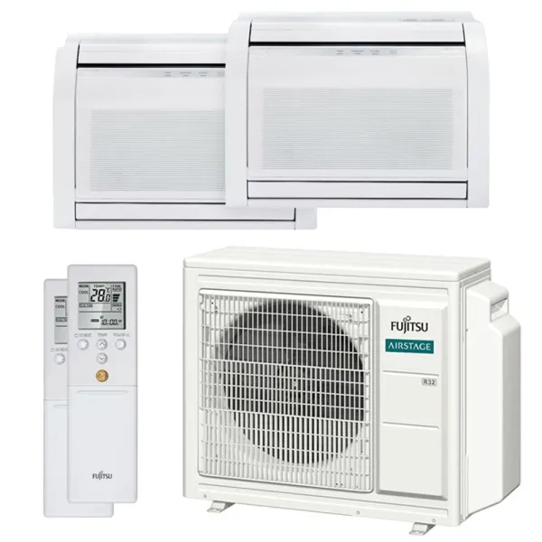 Climatiseur bi split FUJITSU Console KVCA AOEG24KBCA3 6.8kW tailles 25 + 35 Console Compacte AGEG09KVCA + AGEG12KVCA