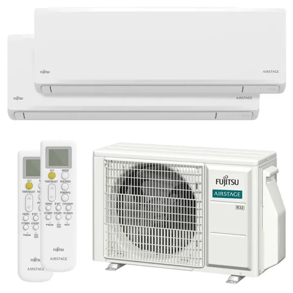 Climatisation bi split FUJITSU Mural KNCA AOEG14KBCA2 4kW tailles 25 + 25 Mural compact WiFi de série ASEH09KNCA + ASEH09KNCA