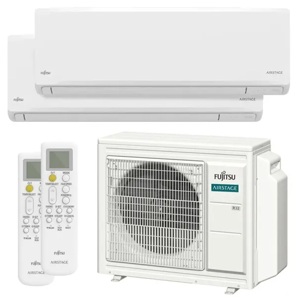 Climatisation bi split FUJITSU Mural KNCA AOEG24KBCA3 6.8kW tailles 35 + 35 Mural compact WiFi de série ASEH12KNCA + ASEH12KNCA
