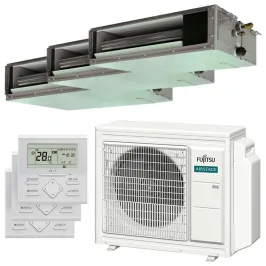 Climatiseur tri split FUJITSU Gainable KS AOEG18KBCA3 5.4kW tailles 20 + 20 + 20 ARXG07KSLAP + ARXG07KSLAP + ARXG07KSLAP