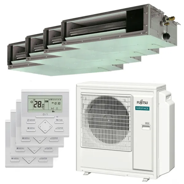 Quadri split FUJITSU Gainable KS AOEG30KBTA4 8kW tailles 20 + 20 + 25 + 25 ARXG07KSLAP (x2) + ARXG09KSLAP (x2)