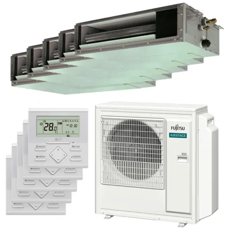 Penta split FUJITSU Gainable KS AOEG36KBTA5 9.5kW tailles 20 + 20 + 20 + 35 + 42 ARXG07KSLAP (x3) + ARXG12KSLAP + ARXG14KSLAP