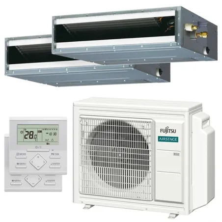 Climatiseur bi split FUJITSU Gainable KLLAP AOEG24KBCA3 6.8kW tailles 35 + 42 Gainable Fin ARXG12KLLAP + ARXG14KLLAP