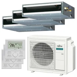 Climatiseur tri split FUJITSU Gainable KL AOEG18KBCA3 5.4kW tailles 25 + 25 + 25  ARXG09KLLAP + ARXG09KLLAP + ARXG09KLLAP