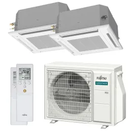 Climatiseur bi split FUJITSU Cassette KVLA AOEG18KBCA2 5kW tailles 20 + 35 Compact 600x600 AUXG07KVLA + AUXG12KVLA
