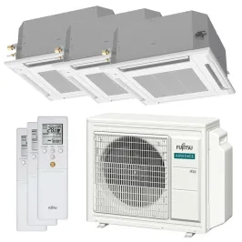 Climatiseur tri split FUJITSU Cassette KV AOEG18KBCA3 5.4kW tailles 20 + 20 + 25 AUXG07KVLA + AUXG07KVLA + AUXG09KVLA