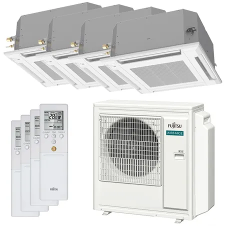 Quadri split FUJITSU Cassette KV AOEG30KBTA4 8kW tailles 20 + 20 + 20 + 20 AUXG07KVLA (x4)