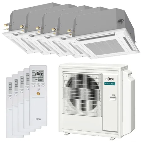 Penta split FUJITSU Cassette KV AOEG36KBTA5 9.5kW tailles 20 + 20 + 25 + 35 + 42 AUXG07KVLA (x2) + AUXG09KVLA + 12KVLA + 14KVLA