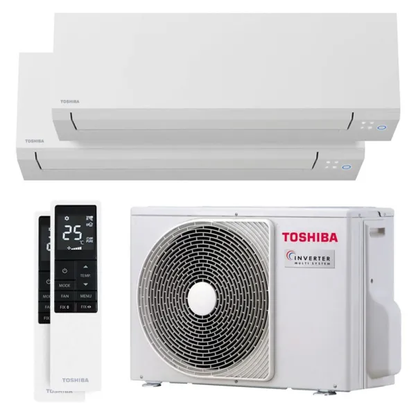 Climatisation bi split Shorai Edge Blanc RAS-2M10G3AVG-E 3.3kW Tailles 15 + 25 Toshiba WiFi RAS-M05G3KVSG-E + RAS-B10G3KVSG-E