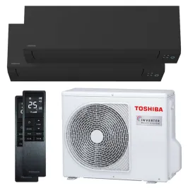 Climatisation bi split Shorai Edge Noir RAS-2M18G3AVG-E 5.2kW Tailles 15 + 35 Toshiba WiFi RAS-M05G3KVSGB-E + RAS-B13G3KVSGB-E