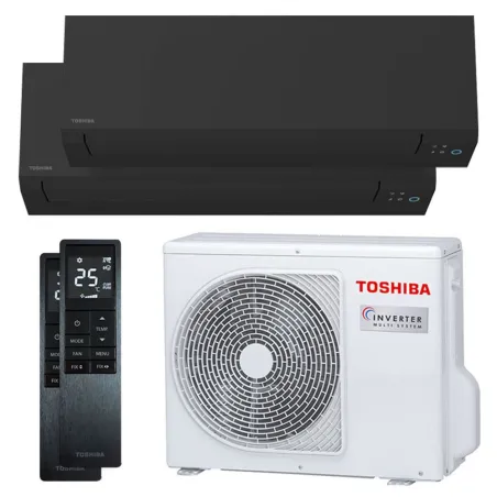 Climatisation bi split Shorai Edge Noir RAS-2M18G3AVG-E 5.2kW Tailles 15 + 42 Toshiba WiFi RAS-M05G3KVSGB-E + RAS-B16G3KVSGB-E