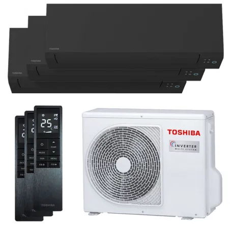 Tri split Toshiba Shorai Edge Noir RAS-3M18G3AVG-E 5.2kW Tailles 15 + 15 + 25 WiFi RAS-M05G3KVSGB-E (x2) + RAS-B10G3KVSGB-E
