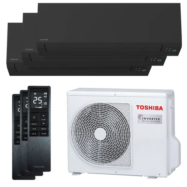Tri split Toshiba Shorai Edge Noir RAS-3M18G3AVG-E 5.2kW Tailles 20 + 20 + 20 Mural WiFi RAS-B07G3KVSGB-E (x3)