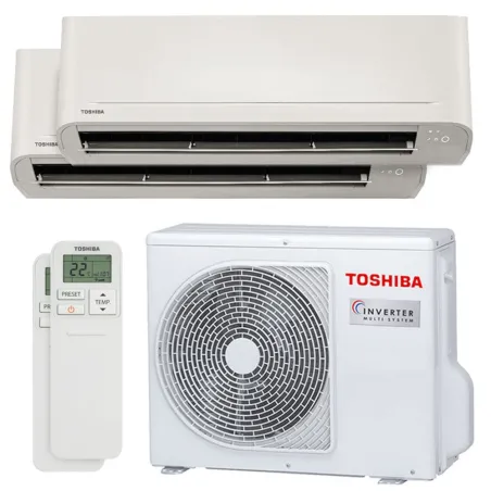 Climatisation bi split TOSHIBA Naka RAS-2M18G3AVG-E 5.2kW Tailles 20 + 35 Mural Seiya Classic RAS-B07B2KVG-E + RAS-B13B2KVG-E