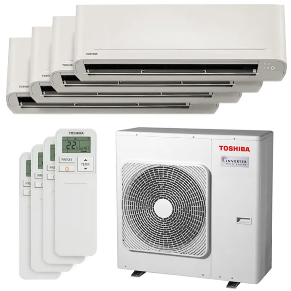Quadri split TOSHIBA Naka RAS-4M27G3AVG-E 8.0kW Tailles 25 + 25 + 25 + 25 Seiya Classic RAS-B10B2KVG-E (x4)