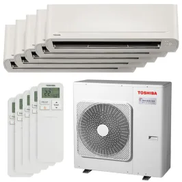 Penta split TOSHIBA Naka RAS-5M34G3AVG-E 10kW Tailles 15 + 15 + 20 + 20 + 35 Seiya Classic PAC air-air (5 sorties)
