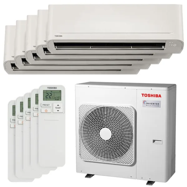 Penta split TOSHIBA Naka RAS-5M34G3AVG-E 10kW Tailles 15 + 20 + 25 + 25 + 25 Seiya Classic PAC air-air (5 sorties)