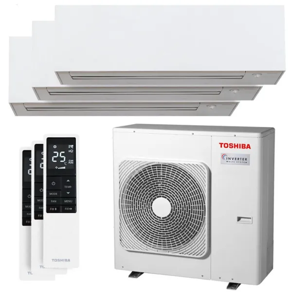 Tri split TOSHIBA Daiseikai 10 RAS-3M26G3AVG-E 7.0kW Tailles 25 + 35 + 35 Mural WiFi RAS-B10S4KVPG-E + RAS-B13S4KVPG-E (x2)