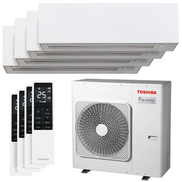 Quadri split Daiseikai 10 RAS-4M27G3AVG-E 8.0kW Tailles 25 + 25 + 25 + 25 Mural Toshiba RAS-B10S4KVPG-E (x4) WiFi de série