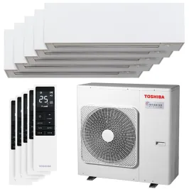 Penta split Daiseikai 10 RAS-5M34G3AVG-E 10kW Tailles 25 + 25 + 25 + 25 + 25 Mural Toshiba RAS-B10S4KVPG-E (x5) WiFi de série