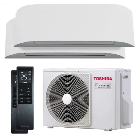 Climatisation bi split TOSHIBA Haori RAS-2M14G3AVG-E 4.0kW Tailles 25 + 25 Mural WiFi de série RAS-B10N4KVRG-E1 (x2)