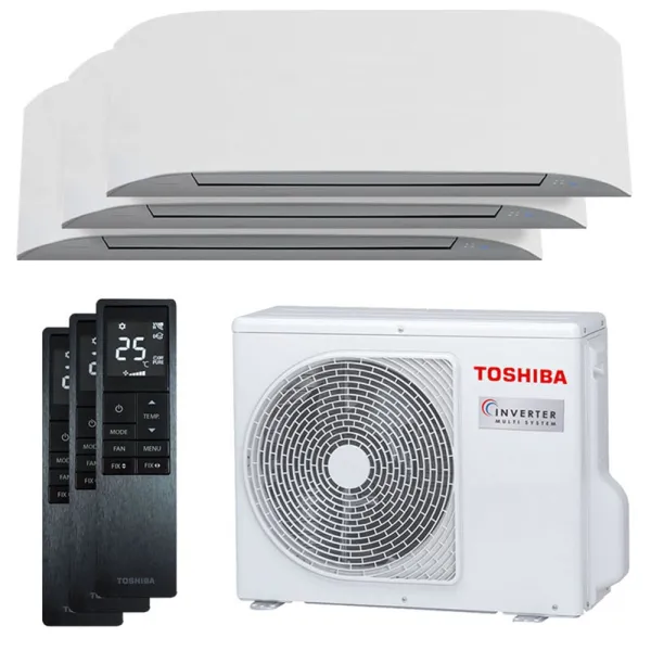 Climatisation tri split TOSHIBA Haori RAS-3M18G3AVG-E 5.2kW Tailles 25 + 25 + 35 WiFi RAS-B10N4KVRG-E1 (x2) + RAS-B13N4KVRG-E