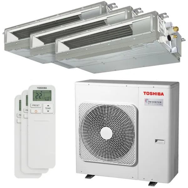 Tri split Toshiba gainable RAS-3M26G3AVG-E 7.0kW Tailles 20 + 20 + 20 RAS-M07U2DVG-E (x3) Gainable Compact