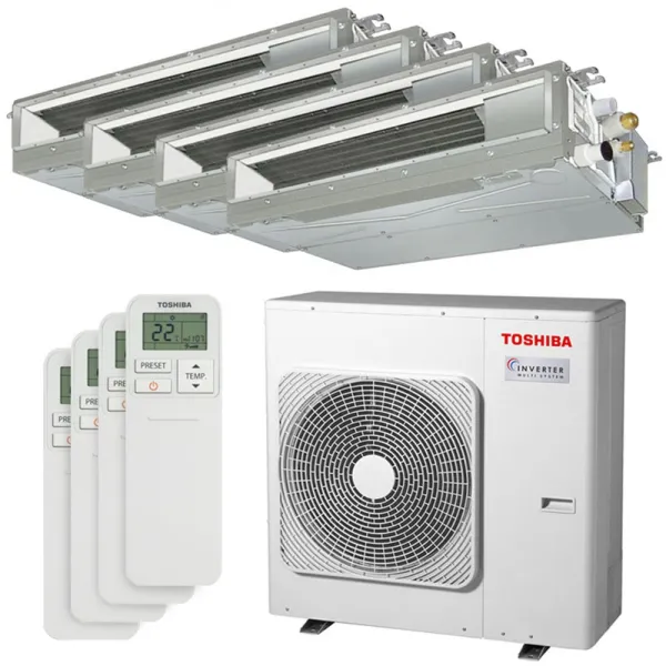 Quadri split Toshiba gainable RAS-4M27G3AVG-E 8.0kW Tailles 25 + 25 + 25 + 25 RAS-M10U2DVG-E (x4) Gainable Compact