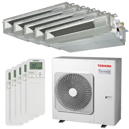 Penta split Toshiba gainable RAS-5M34G3AVG-E 10kW Tailles 20 + 20 + 25 + 25 + 25 RAS-M07U2DVG-E (x2) + RAS-M10U2DVG-E (x3)