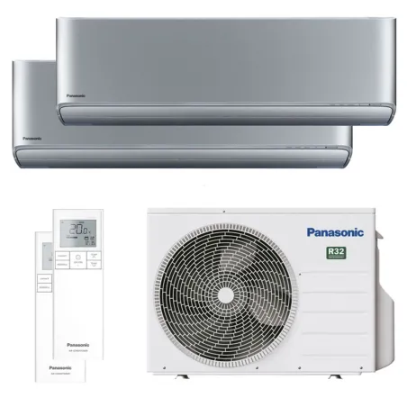 Climatiseur bi split PANASONIC Etherea Argent CU-2Z35TBE 3.5kW tailles 20 + 20 WiFi de série CS-XZ20ZKEW + CS-XZ20ZKEW