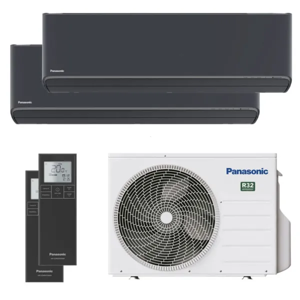 Climatiseur bi split PANASONIC Etherea Graphite CU-2Z41TBE 4.1kW tailles 20 + 20 WiFi de série CS-XZ20ZKEW-H + CS-XZ20ZKEW-H
