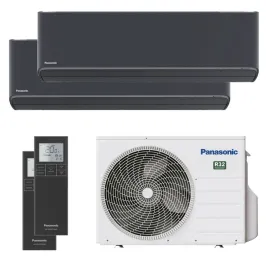 Climatiseur bi split PANASONIC Etherea Graphite CU-2Z50TBE 5.0kW tailles 25 + 25 WiFi de série CS-XZ25ZKEW-H + CS-XZ25ZKEW-H