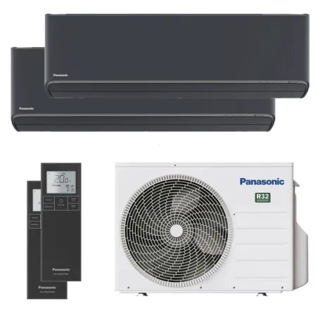 Climatiseur bi split PANASONIC Etherea Graphite CU-2Z50TBE 5.0kW tailles 25 + 25 WiFi de série CS-XZ25ZKEW-H + CS-XZ25ZKEW-H