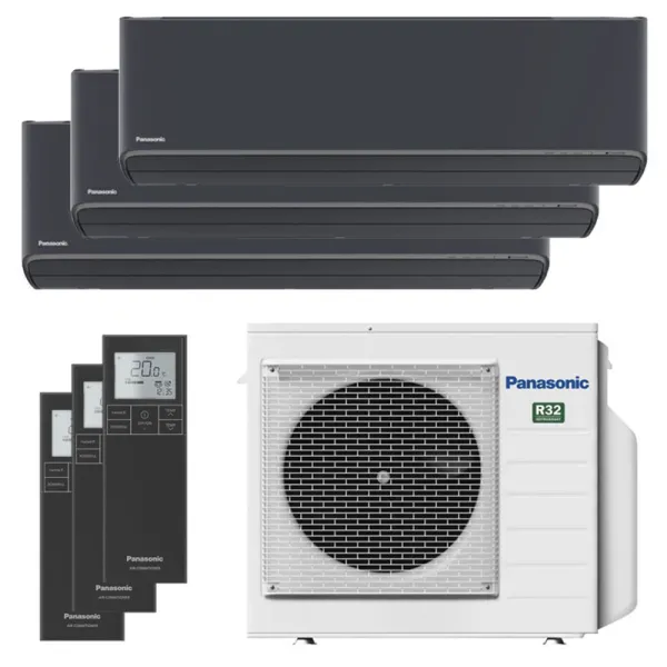 Tri split PANASONIC Etherea Graphite CU-3Z68CBE 6.8kW tailles 20 + 20 + 35 WiFi CS-XZ20CKEW-H + CS-XZ20CKEW-H + CS-XZ35CKEW-H