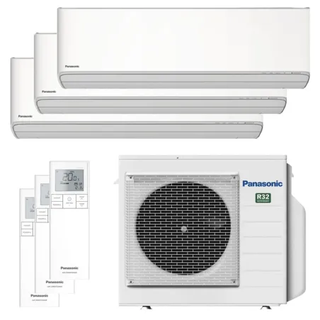 Tri split PANASONIC Etherea Blanc CU-3Z52CBE 5.2kW tailles 16 + 16 + 20 WiFi de série CS-MZ16CKE + CS-MZ16CKE + CS-Z20CKEW