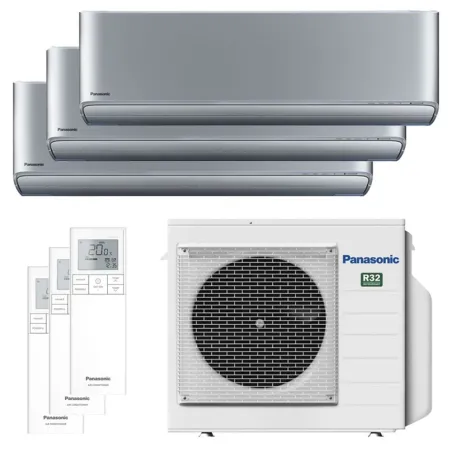 Tri split PANASONIC Etherea Argent CU-3Z68CBE 6.8kW tailles 20 + 20 + 25 WiFi de série CS-XZ20CKEW + CS-XZ20CKEW + CS-XZ25CKEW