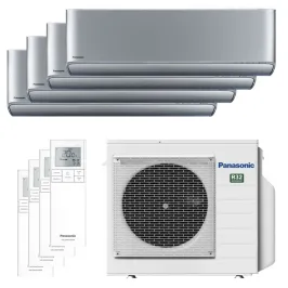 Quadri split PANASONIC Etherea Argent CU-4Z68TBE 6.8kW tailles 20 + 20 + 25 + 25 WiFi CS-XZ20ZKEW (x2) + CS-XZ25ZKEW (x2)