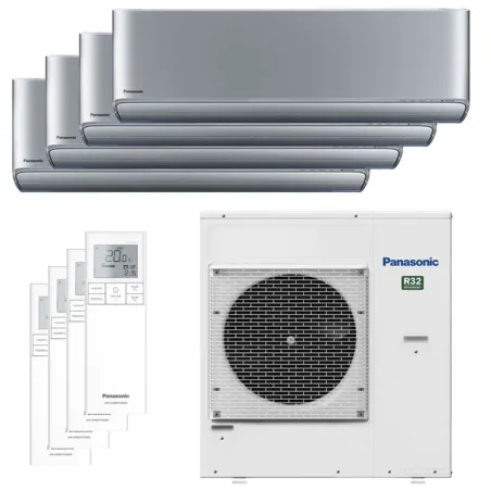Quadri split PANASONIC Etherea Argent CU-4Z80TBE 8kW tailles 20 + 20 + 20 + 35 WiFi de série CS-XZ20ZKEW (x3) + CS-XZ35ZKEW
