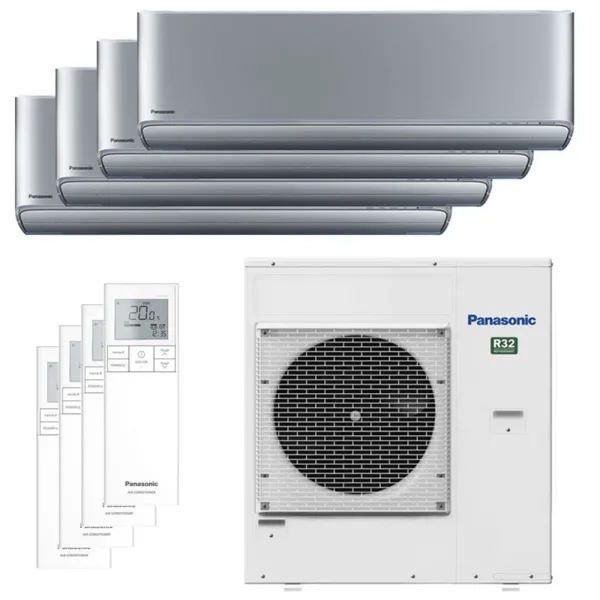 Quadri split PANASONIC Etherea Argent CU-4Z80TBE 8kW tailles 20 + 20 + 25 + 35 WiFi CS-XZ20ZKEW (x2) + CS-XZ25ZKEW +CS-XZ35ZKEW