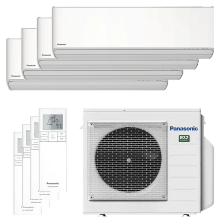 Quadri split PANASONIC Etherea Blanc CU-4Z68TBE 6.8kW tailles 16 + 16 + 16 + 20 WiFi de série CS-MZ16ZKE (x3) + CS-Z20ZKEW
