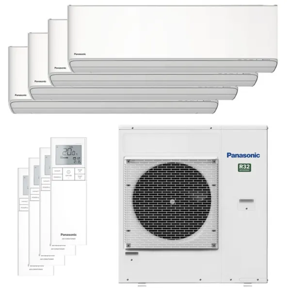Quadri split PANASONIC Etherea Blanc CU-4Z80TBE 8kW tailles 16 + 16 + 20 + 42 WiFi CS-MZ16ZKE (x2) + CS-Z20ZKEW + CS-Z42ZKEW
