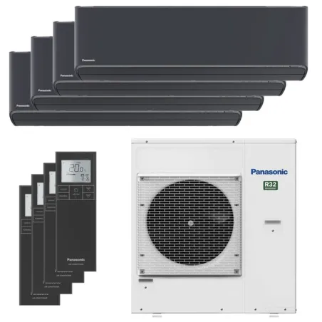 Quadri split PANASONIC Etherea Graphite CU-4Z80TBE 8kW tailles 20 + 20 + 20 + 35 WiFi CS-XZ20ZKEW-H (x3) + CS-XZ35ZKEW-H