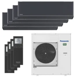 Quadri split PANASONIC Etherea Graphite CU-4Z80TBE 8kW tailles 20 + 20 + 25 + 25 WiFi CS-XZ20ZKEW-H (x2) + CS-XZ25ZKEW-H (x2)